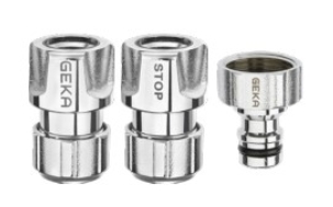 Karasto GEKA Plus Basis Set 3teilig Hahnstecker Schlauchstück mit und ohne Wasserstop 1/2"