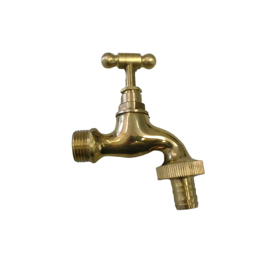 1/2" Garten Auslaufventil Messing poliert Wasserhahn mit Tülle