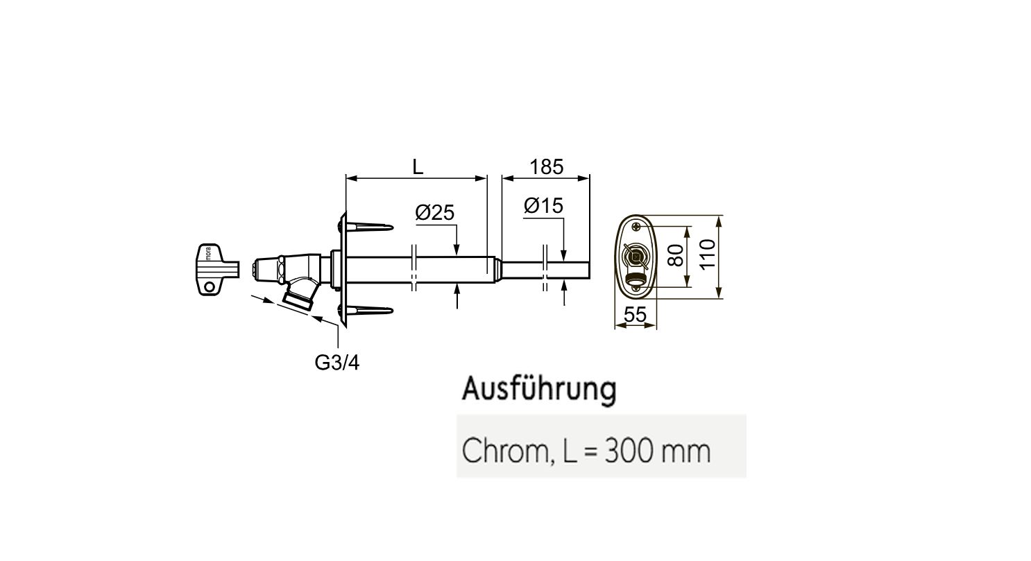 MORA Garden 2 Spindel 300mm für Aussenzapfstelle 409268.AE