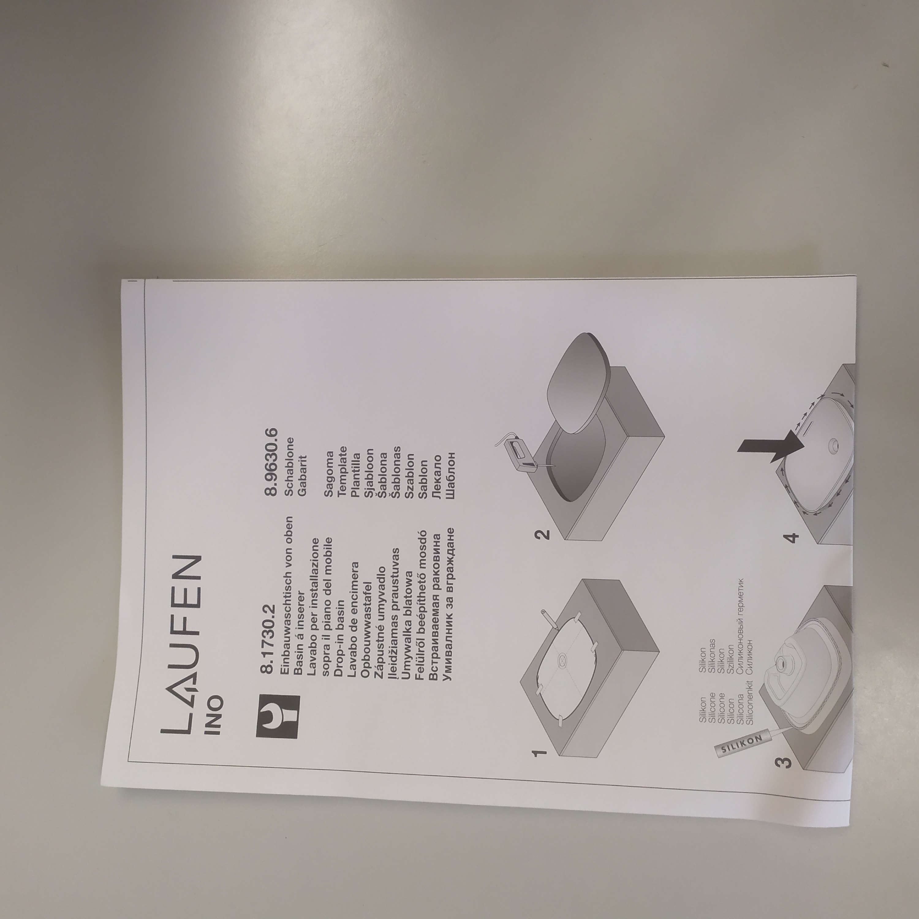 Laufen Halbeinbau Waschtisch INO 50 x 36.5 cm weiß (H8173020001091)