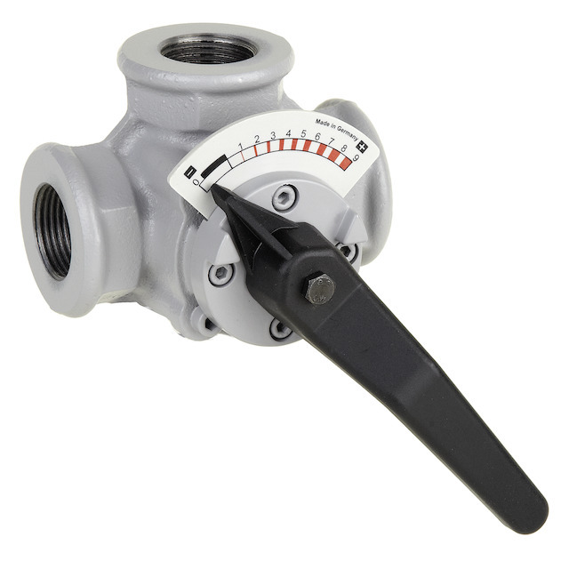 Honeywell Resideo CENTRA Dreiwege-Muffenmischer DR GG 20, grau, PN 6, abgewinkelt DN 20