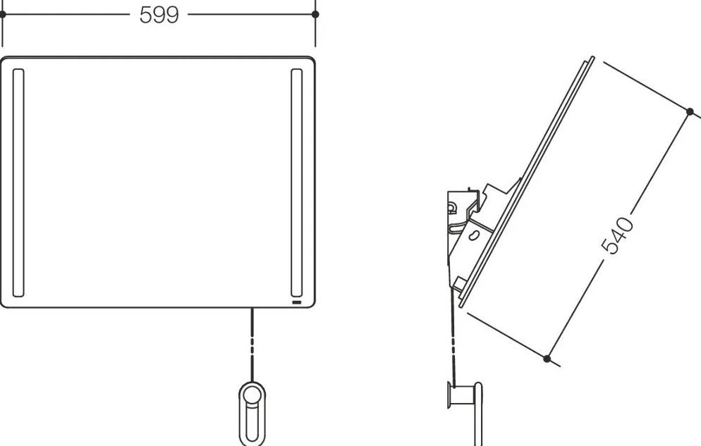 Hewi LED Kippspiegel basic 54x0,6cm felsgrau # 801.01.400 95