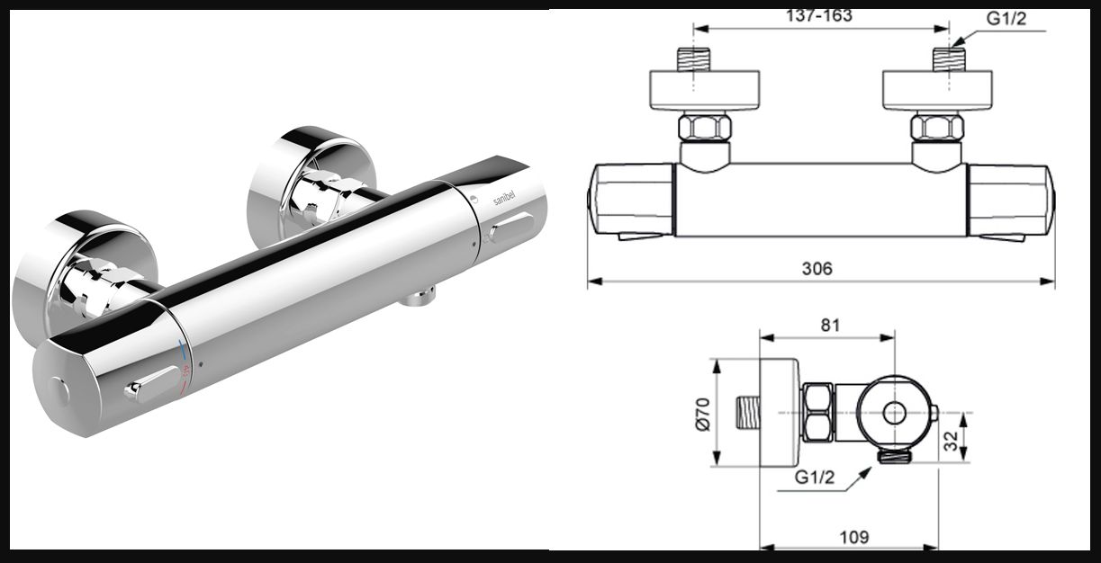 Sanibel ( Ideal Standard ) 1001 Brausethermostat AP A16 A6597AA 7902910