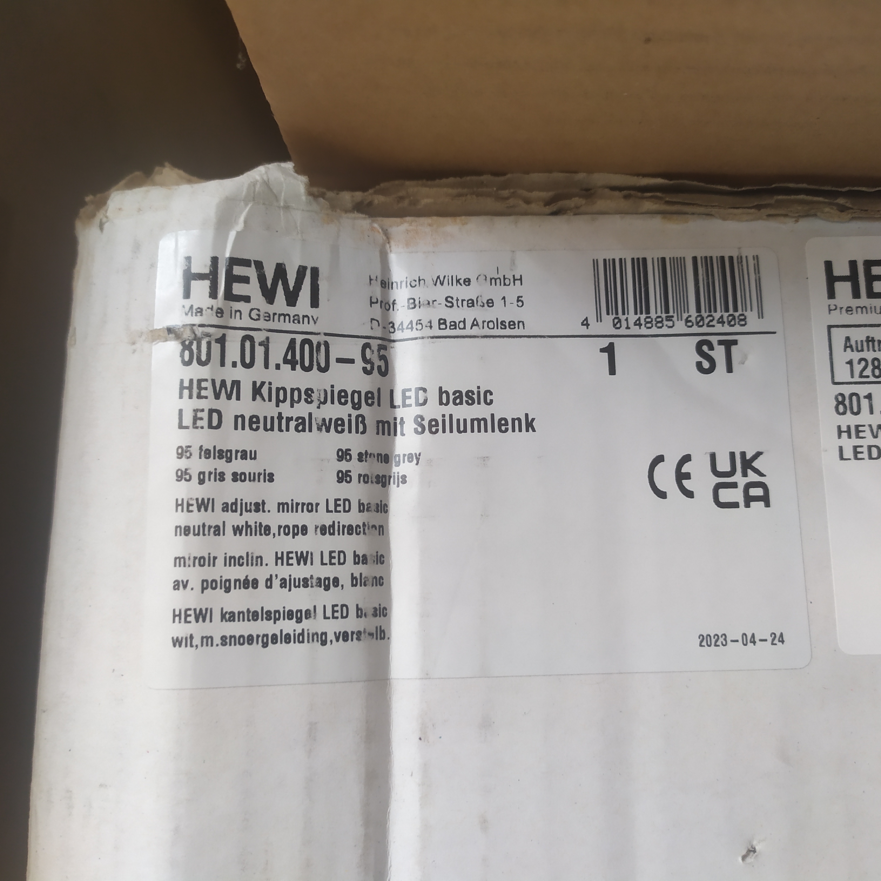 Hewi LED Kippspiegel basic 54x0,6cm felsgrau # 801.01.400 95