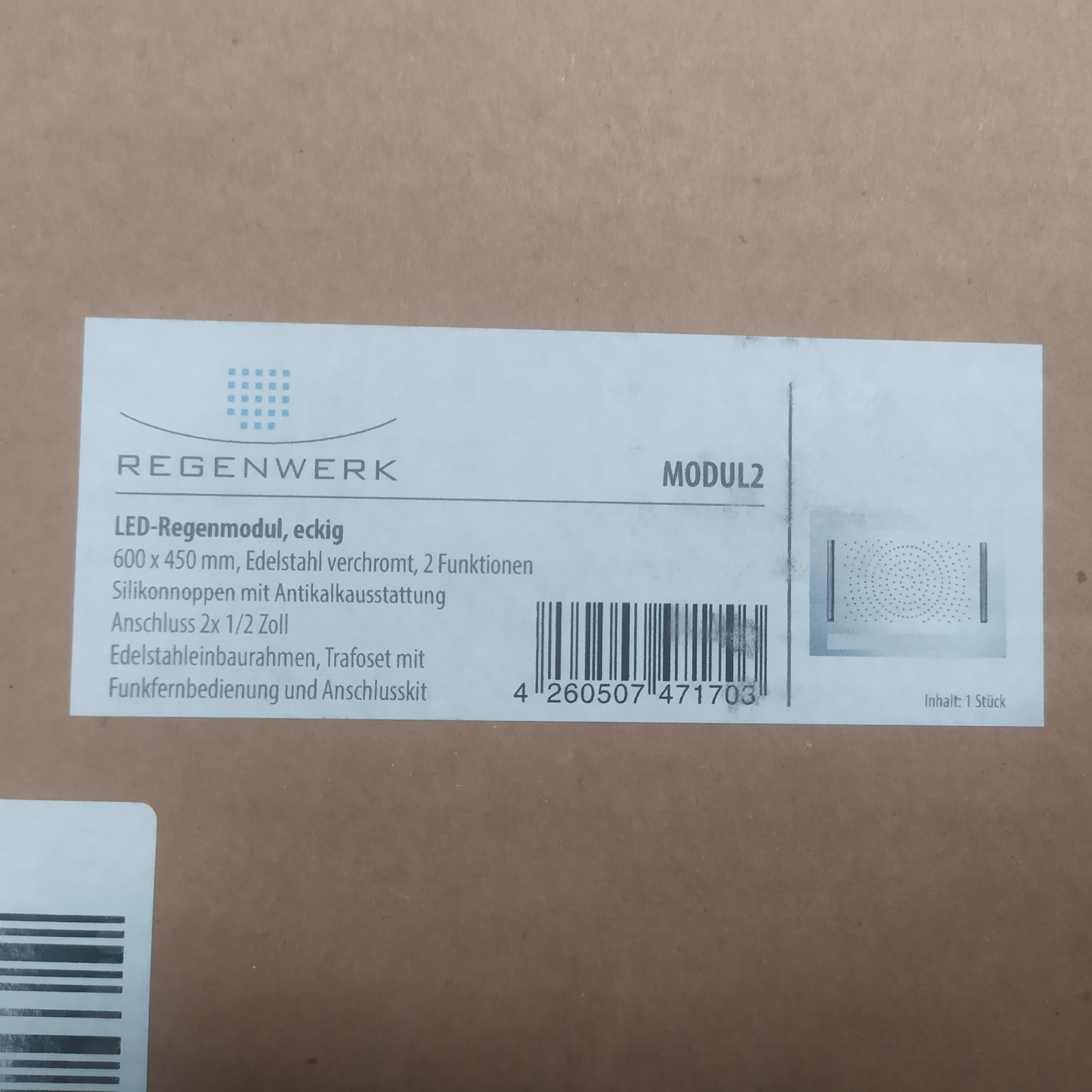 Regenwerk Modul2 Regenbrause Deckeneinbau mit RGB LED