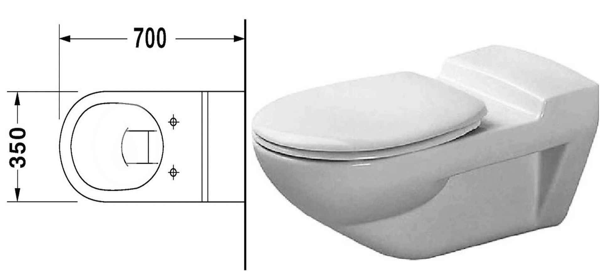 Duravit Wand WC Architec überfahrbar lang 70cm Weiss 0243090000