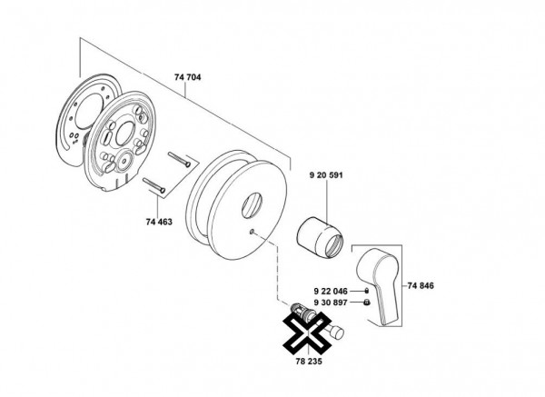 Kludi O-CEAN Reste Griffhebel / Rosette von Wannen Fertigset Chrom 389600575 unvollständig