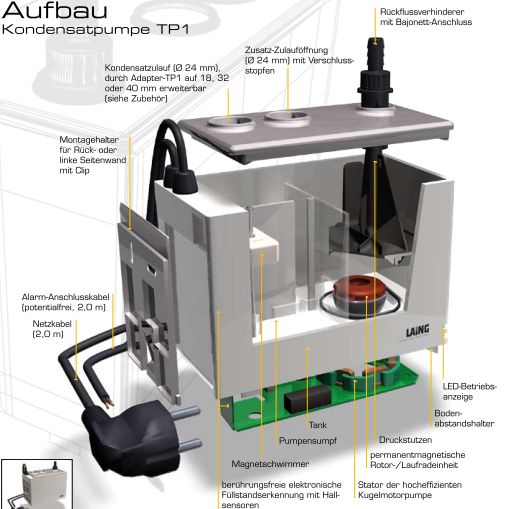 Xylem Kondensatpumpe Kondensat Hebeanlage TP1 für Brennwertgeräte u.  Klimatechnik 609800001, Kondensathebeanlagen, Hebeanlagen, Installation  / Haustechnik