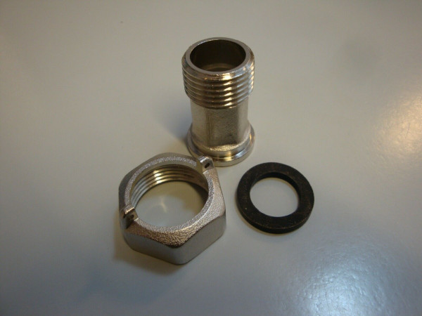 Wasserzählerverschraubung 1/2" x 3/4" AG Messing vernickelt mit 3/4" Dichtung